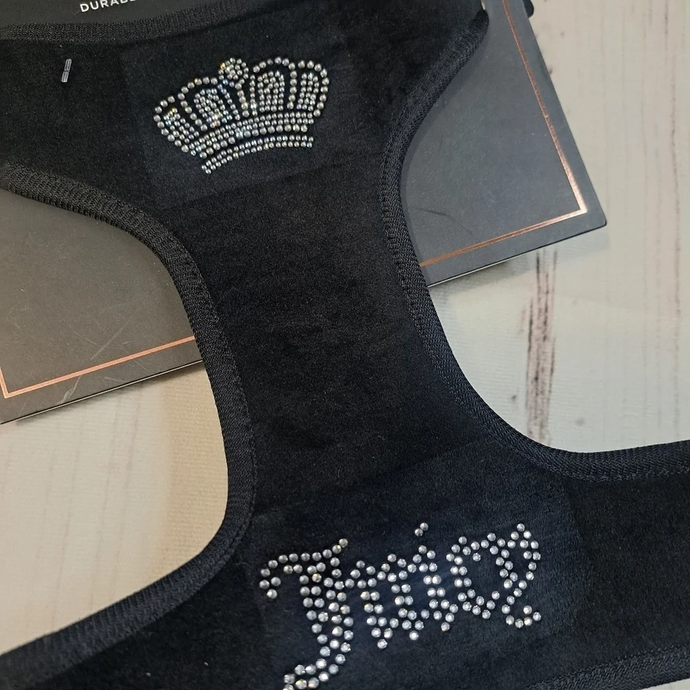 2 FOR 20 SALE Juicy Couture Velour Black Dog Harness Size Large
